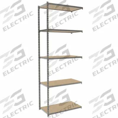 TENNSCO Boltless Shelving: Add-On, Light-Duty, 48 in x 18 in, 96 in Overall Ht - Light-Duty Particleboard Decking Boltless Shelving