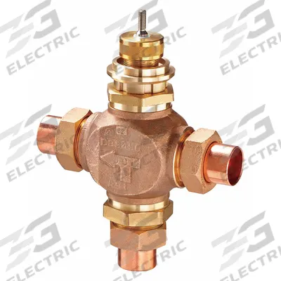 JOHNSON CONTROLS Hydronic Globe Valve: 3-Way, 11.6 CV Flow, 1 in Female Union Sweat, Bronze Body - 3-Way Union Sweat Connection Globe Valves
