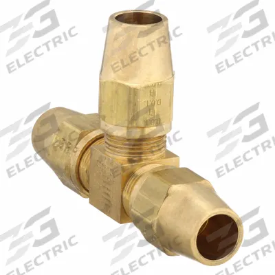 PARKER Compression Tee Fitting: 1/2 in OD x 1/2 in OD x 1/2 in OD Fitting Size - DOT Air Brake Compression Fittings for Copper Lines