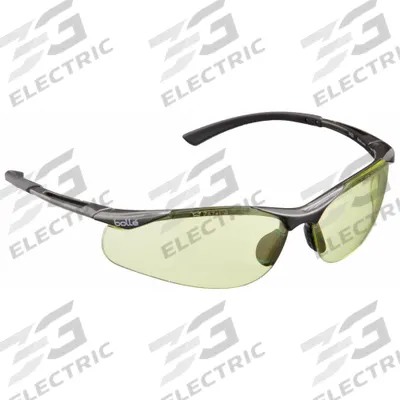 BOLLE SAFETY Safety Glasses: Amber Lens, Half-Frame, Platinum, Dielectric - Padded Comfort-Fit Safety Glasses