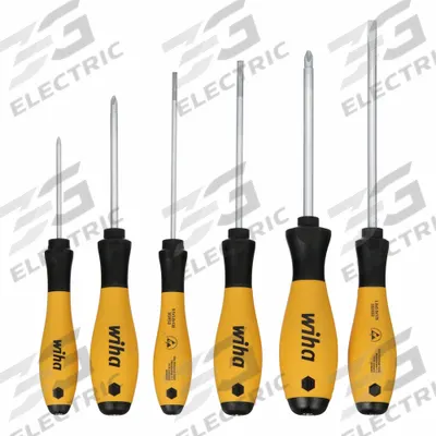 WIHA ESD Safe Screwdriver Set: 1-10 Pieces, 6 Pieces, Phillips/Slotted Tip - ESD-Safe Screwdriver Sets