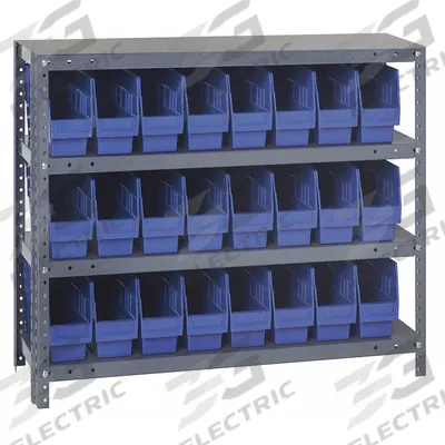 QUANTUM STORAGE SYSTEMS Bin Shelving: 36 in x 18 in x 39 in, 1 Sided, 24 Bins, Open, Shelf Bin - Metal Stationary Bin Shelving with Open-Front Bins