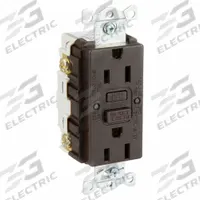 HUBBELL GFCI Receptacle: Duplex, 5-15, Brown, GFCI, 125V AC, 15 A, 2 Pole / 3 Wire (MPN GFR15)