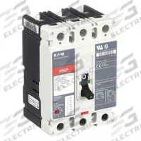 EATON Molded Case Circuit Breaker: 15 A Amps, 65kA at 600V AC, Fixed, ABC, Line/Load Lug, Std, HMCP (MPN HMCP015E0C). Key specifications — Series: HMCP; Max. AIR Rating: 65kA at 600V AC; Instantaneous Trip: Fixed; Phase Connection: ABC; Terminal Connection: Line/Load Lug; Frame Size: 250A/J.