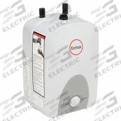 EEMAX Mini Tank Water Heater: 120V AC, 1.5 gal, 1,440 W, Single Phase, 15.5 in Ht (MPN EMT1). Key specifications — Phase: Single; Brand: EEMAX.