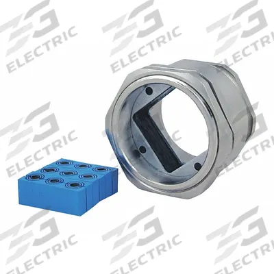 ROXTEC GLAND Cable Gland: 9 Ports, Brass, 0.138 in Compatible Cable or Pipe Dia - Min - Round Opening Cable & Pipe Seals