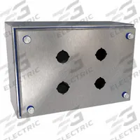 HAMMOND Push Button Enclosure: 22mm, 4 Holes, 304 Stainless Steel, NEMA 12/3R/4/4X (MPN HYMPB4SS). Key specifications — Brand: HAMMOND; Environments & Applications: Washdown-Corrosion-Resistant.