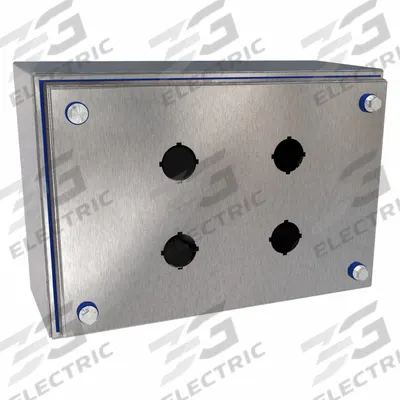 HAMMOND Push Button Enclosure: 22mm, 4 Holes, 304 Stainless Steel - Enclosures for 22mm Operators