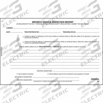 JJ KELLER Simplified Vehicle Inspection Report: Carbon, Driver Vehicle Inspection Report - All-Type Vehicle Inspection Forms