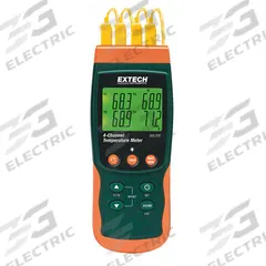 EXTECH Thermocouple Thermometer: For Type E/Type J/Type K/Type R/Type S/Type T Thermocouple Type (MPN SDL200-NIST). Key specifications — Accuracy: ±0.5 % + 2 °F/1 °C (Type R, S); Brand: EXTECH; Thermocouple Temperature Fahrenheit - Maximum: 752 °F (Type T).