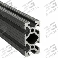 T-Slot Framing Extrusion: 10 Series, 6 ft Lg, 2 in x 1 in, Black, Double, Grooved, 6 Slots (MPN 1020-BLACK-72). Key specifications — System of Measurement: Inch; Finish: Anodized; Product Type: T-Slot Profile; Material: Aluminum; Yield Strength: 35,000 psi; Manufacturer Part Number: 1020-BLACK-72; Brand: 80/20.