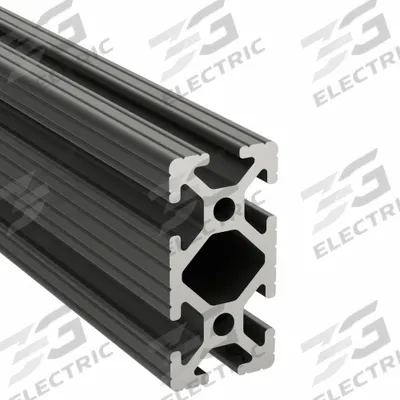 80/20 T-Slot Framing Extrusion: 10 Series, 6 ft Lg, 2 in x 1 in, Black, Double - Rectangular Grooved Inch Profiles