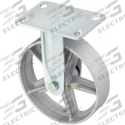 APPROVED VENDOR Plate Caster: Rigid, No Brake, Iron, 8 in Wheel Dia, 2 in Wheel Wd, Slot - Medium-Duty Plate Casters