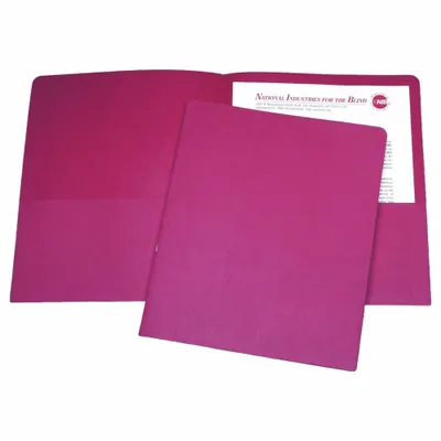SKILCRAFT Pocket Folder: Paper, 11 in Ht, 8 1/2 in Wd, Red, 2 Pockets - Pocket Folders