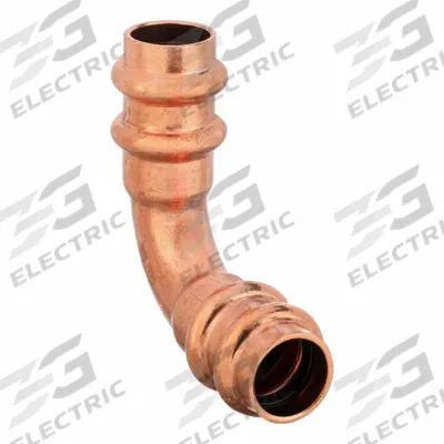 STREAMLINE Crimp Elbow Fitting: 90° Elbow, 5/8 in CTS x 5/8 in CTS size - Refrigeration Copper & Bronze Press Tube Fittings