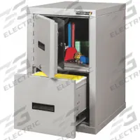 FIREKING Fire-Resistant Vertical File Cabinet with Safe: Diamondstone, 2 Drawers, Gypsum/Steel (MPN 2S1822-DDSSF). Key specifications — attr988670: Powder Coated; attr988694: Gypsum; attr988691: Integrated; attr988652: FIREKING; attr988656: Diamondstone; attr988671: ETL Fire Rated for One Hour.