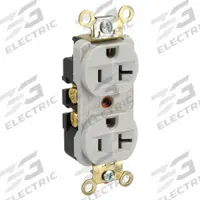 HUBBELL Receptacle: Duplex, 5-20, Gray, 125V AC, 20 A, 2 Pole / 3 Wire (MPN HBL5352GY)