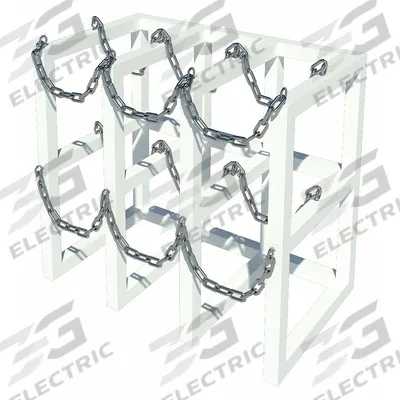 INSTOCK Free Standing Cylinder Restraints: Steel, Petal White, 6 Compartments - Lab Storage Racks