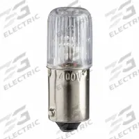 SCHNEIDER ELECTRIC Miniature Neon Bulb: Neon, Miniature Bayonet (BA9s), (T) Tubular, T3-1/4, 120V AC (MPN DL1CF110). Key specifications — Light Color: White; Trade Number: DL1CF110; Voltage: 120V AC; Brand: SCHNEIDER; Bulb Shape: T3-1/4.