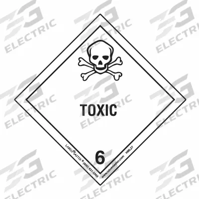 LABELMASTER Container Label: Toxic, 3 15/16 in x 3 15/16 in, 3 15/16 in Label Ht, Paper - Class 6: Toxic, Poison Inhalation & Infectious Substances