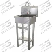 SANI-LAV Hands-Free Sink: 43 1/2 in Overall Ht, 17 in Bowl Lg, 7 in Bowl Dp, 2 gpm Flow Rate, Sensor (MPN 725A). Key specifications — Includes Side Splash: Side Splash Not Included; Power Source: AC Powered; Brand: SANI-LAV.