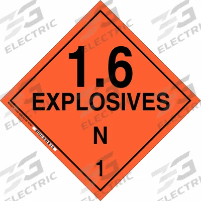 BRADY Container Placard: 1.6 Explosives N 1, 10 3/4 in x 10 3/4 in, 10 3/4 in Label Ht - Class 1: Explosives