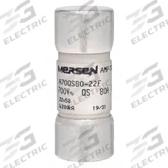 Semiconductor Fuse: A70QS Series, Fast-Acting, 80 A, 700 V AC, 700 V DC DC Volt Rating (MPN A70QS80-22F). Key specifications — Series: A70QS; Brand: MERSEN; Voltage Type: AC/DC.
