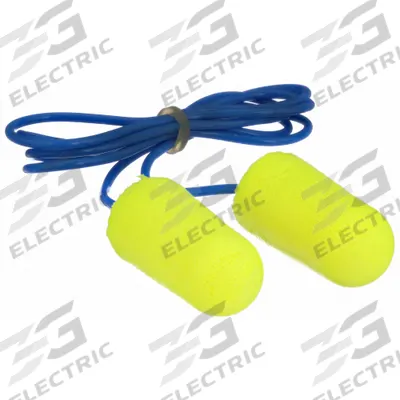 3M Ear Plugs: Bullet, 32 dB NRR, Metal-Detectable, Corded, Disposable, Roll-Down - Bullet-Shaped Earplugs