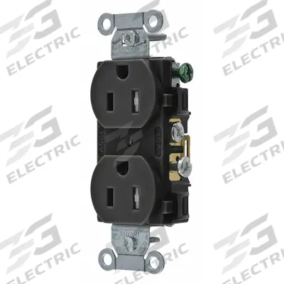 BRYANT Receptacle: Duplex, 5-15, Black, 125V AC, 15 A, 2 Pole / 3 Wire (MPN CRS15BLKTR) - General Purpose Receptacles