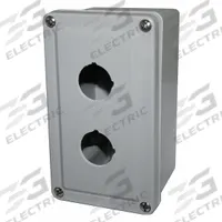 EATON Push Button Enclosure: 30mm, 2 Holes, Non-Metallic, NEMA 12/3/4X (MPN E34N52). Key specifications — attr211299: EATON; attr1043605: Washdown-Corrosion-Resistant.