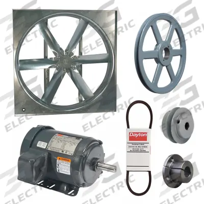 Dayton Supply Fan w/Drive Package: Belt Drive, 48 in Blade, Totally Enclosed, 21,827 cfm - Belt-Drive Panel Supply Fans with Drive Package