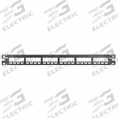 Patch Panel: 1 Rack Units, 24 Ports, Flat, Adhesive Label, Shielded, Rear Access, Unequipped (MPN CP24BLY). Key specifications — Brand: PANDUIT; Compatible Adapter Type: Panduit Mini-Com Modules; Material: Stainless Steel; _Access Type: Rear Access; _Port Labeling: Adhesive Label; _Series: Mini-Com; _Shielded: Shielded.