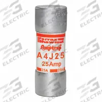 MERSEN Fuse: A4J Series, Class J, Cylindrical Body, Fast-Acting, 25 A, 600 V AC, 300 V DC (MPN A4J25). Key specifications — attr1287274: A4J; attr211200: MERSEN.