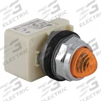 SCHNEIDER ELECTRIC Pilot Light: 30 mm Panel Mounting Size, Amber, LED, 9001K Series (MPN 9001KP38LYA9). Key specifications — Series: 9001K; Brand: SCHNEIDER; Includes Push-To-Test: No Push-To-Test Included.