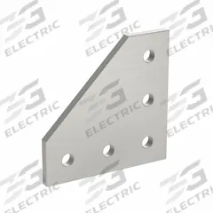 Joining Plate: 90° Angled Flat Plate, 20 Series, 59 mm x 59 mm x 4 mm, For 5 mm Slot Wd, 5 Holes (MPN 093VL6060). Key specifications — Material: Aluminum; Brand: FATH INC.; Finish: Matte Chrome Plated.