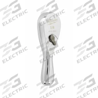 MILWAUKEE Hand Ratchet: Pear, Reversible, 3 in Overall Lg, Chrome, 4° Min Arc Swing - Standard-Head Ratchets