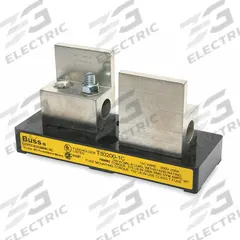 BUSSMANN Fuse Block: Open Block Design, 1 Pole, 300 V AC, Box Lug, Non-Indicating (MPN T30200-1C). Key specifications — Brand: BUSSMANN.