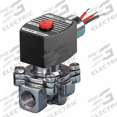 REDHAT Solenoid Valve: 2-Way, Normally Open, 3/4 in Pipe Size, 110V AC/120V AC, High Flow, NBR Seal (MPN EF8215G033). Key specifications — Brand: REDHAT; Pipe Size: 3/4 in; Voltage: 110V AC; Coil Enclosure: Watertight.