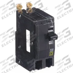SQUARE D Miniature Circuit Breaker: 100 A, 120/240V AC, Single Phase, 22kA at 120/240V AC, 2 Poles (MPN QOB2100VH). Key specifications — Phase: Single; Amps: 100 A; AC Voltage Rating: 120/240V AC; Max. AIR Rating: 22kA at 120/240V AC; For Use With: Square D NQOD Panelboards; Brand: SQUARE D.