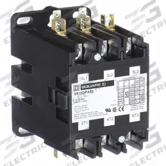 SQUARE D Definite Purpose Magnetic Contactor: 3 Poles, 277V AC, 60 A, Non-Reversing (MPN 8910DPA63V04). Key specifications — Brand: SQUARE D; Coil Voltage: 277V AC; Contactor Style: HVACR Definite Purpose Contactor; Terminal Connection Type: Quick-Disconnect Terminals; Maximum Voltage Rating: 600V AC; Series: 8910 Series Type DPA; Phase: Three; Main Pole Contact Form: 3NO.
