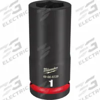 MILWAUKEE Deep Impact Socket: 3/4 in Drive Size, SAE, 1 in Socket Size, 6-Point, Deep, No Thin Wall (MPN 49-66-6339). Key specifications — attr1215501: MILWAUKEE; attr1215515: Black Phosphate; attr1215518: 1 in.