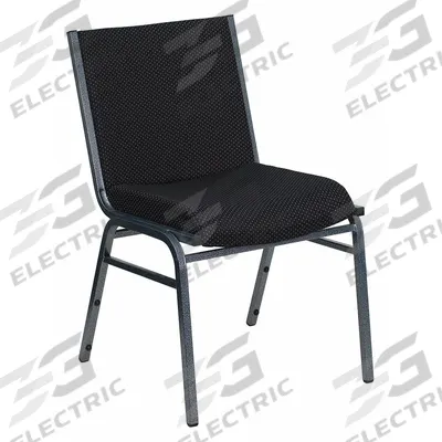 FLASH FURNITURE Stacking Chair: Fabric Seat, Fabric, Metal Frame, Seat Color Black, Armless - Padded Stackable Chairs