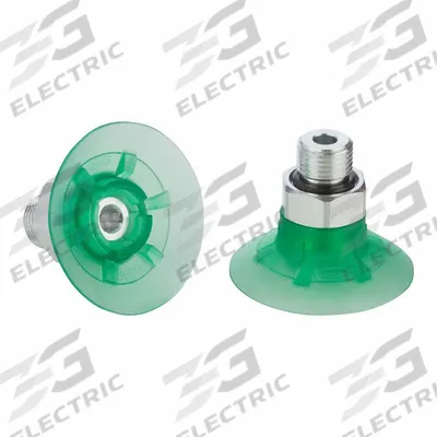 SCHMALZ Vacuum Pad Assembly: G1/8 in, 33.6 mm Pad Dia, Elastodur ED, Green, 18 mm Pad Ht - Flat Type Packaging Industry Vacuum Pad Assemblies
