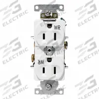 LEVITON Duplex Receptacle Outlet: Duplex, 5-15, White, 125V AC, 15 A, 2 Pole / 3 Wire (MPN WBR15-W)