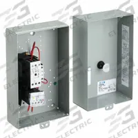 EATON IEC Magnetic Motor Starter: Non-Reversing, 3 Poles, Electronic Protection, 32 A, 120V AC (MPN ECX09H1AAA-R63/D). Key specifications — Brand: EATON; Pilot Lights Included: None; Auxiliary Contacts Included: 1NO/1NC.