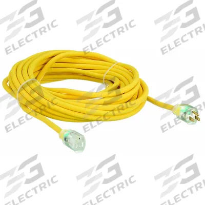 APPROVED VENDOR Extension Cord: Outdoor Use, 50 ft Lg, Outlet, 5-15P, 10/3, SJTOW, Yellow - Outdoor Extension Cords with Single Outlet