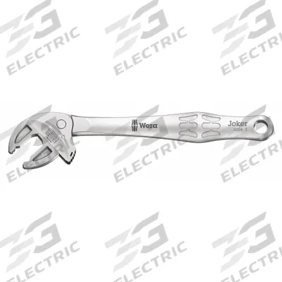 WERA Adjustable Wrench: Steel, Satin Chrome, 6 1/16 in Overall Lg, 1/2 in Jaw Capacity - Ratcheting Lever-Locking Adjustable Wrenches