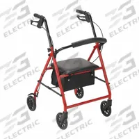 FIRST VOICE Rollator: 400 lb Load Capacity, 31 1/2 in, Aluminum, Black/Red (MPN MDS86800XW). Key specifications — Brand: FIRST VOICE; Includes: Wire Basket; Intended Patient: Bariatric; Color: Red.