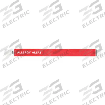 ID Wristband: Allergy Alert, 10 in Overall Lg, 3/4 in Overall Wd, Tyvek, Red - Security Wristbands