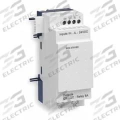 SCHNEIDER ELECTRIC Discrete Input/Output Module: (4) Discrete In, (2) Relay Out (MPN SR3XT61B). Key specifications — Manufacturer Part Number: SR3XT61B; Power Required: 24V AC; Product Type: Discrete Input/Output Module; Series: SR3XT; Number and Type of Outputs: (2) Relay; Number and Type of Inputs: (4) Discrete.
